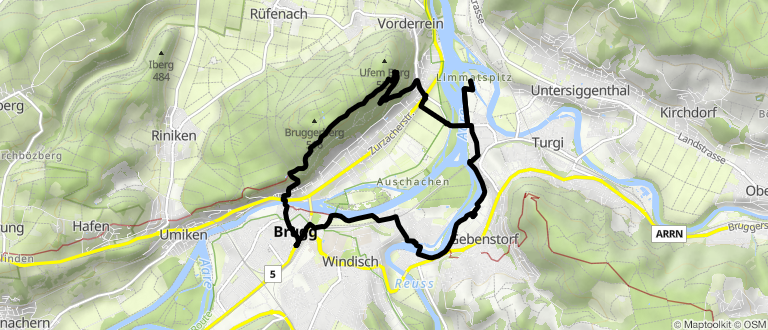 3-Flüsse-Rundweg Brugg - Limmatspitz