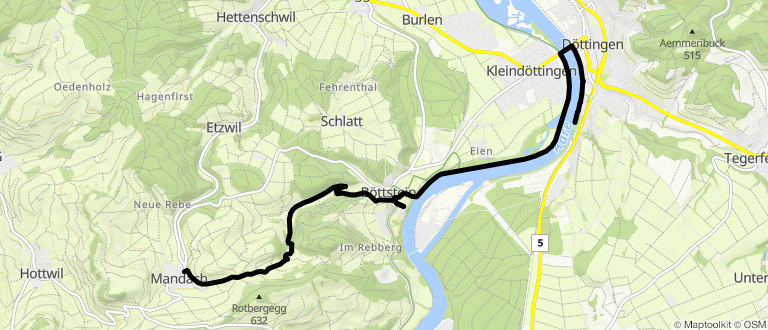 Von Mandach via Schlosszone Böttstein zur Badi Döttingen