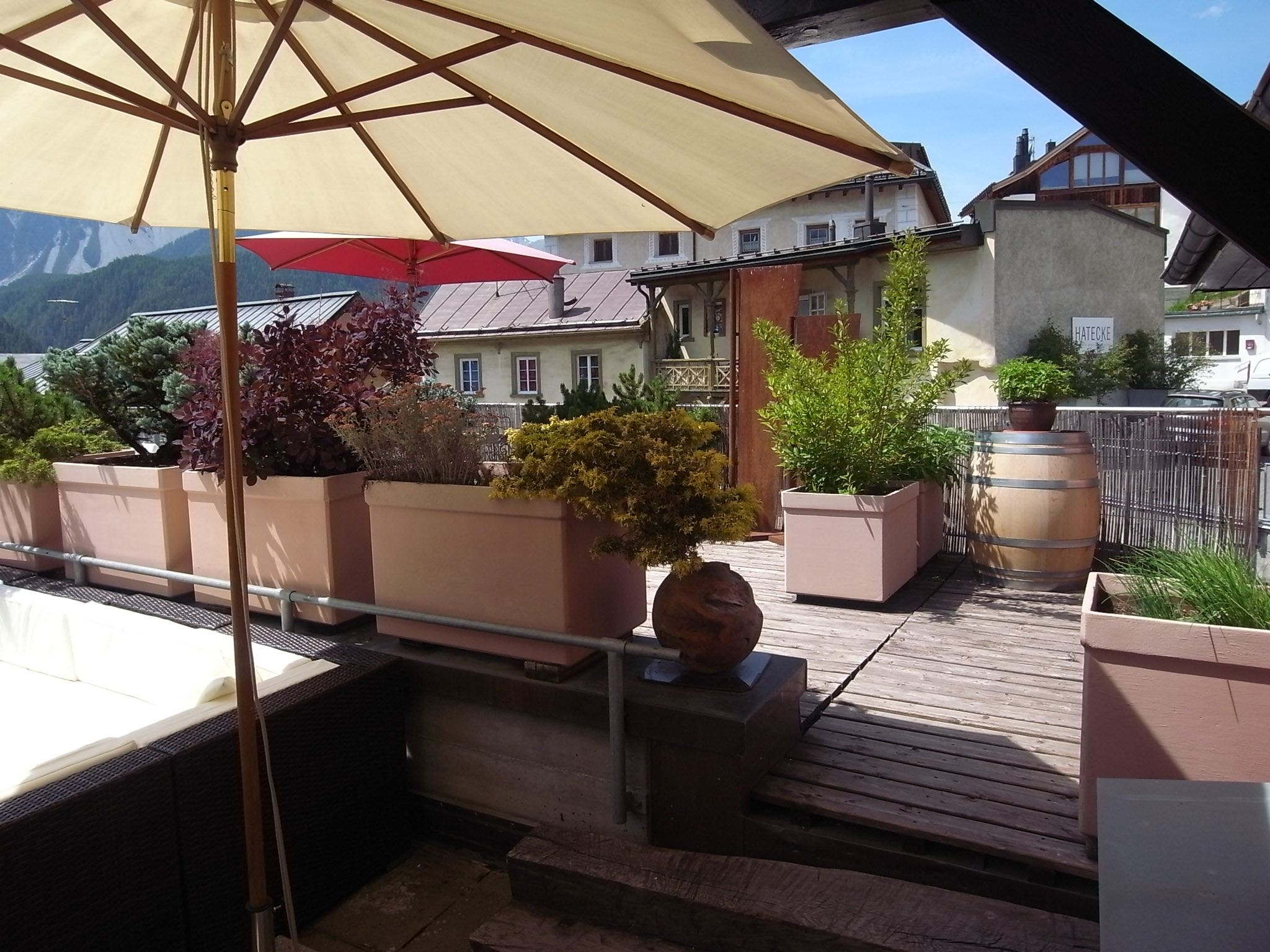 Hotel Traube Scuol Terrasse Hotel Traube Scuol Terrasse