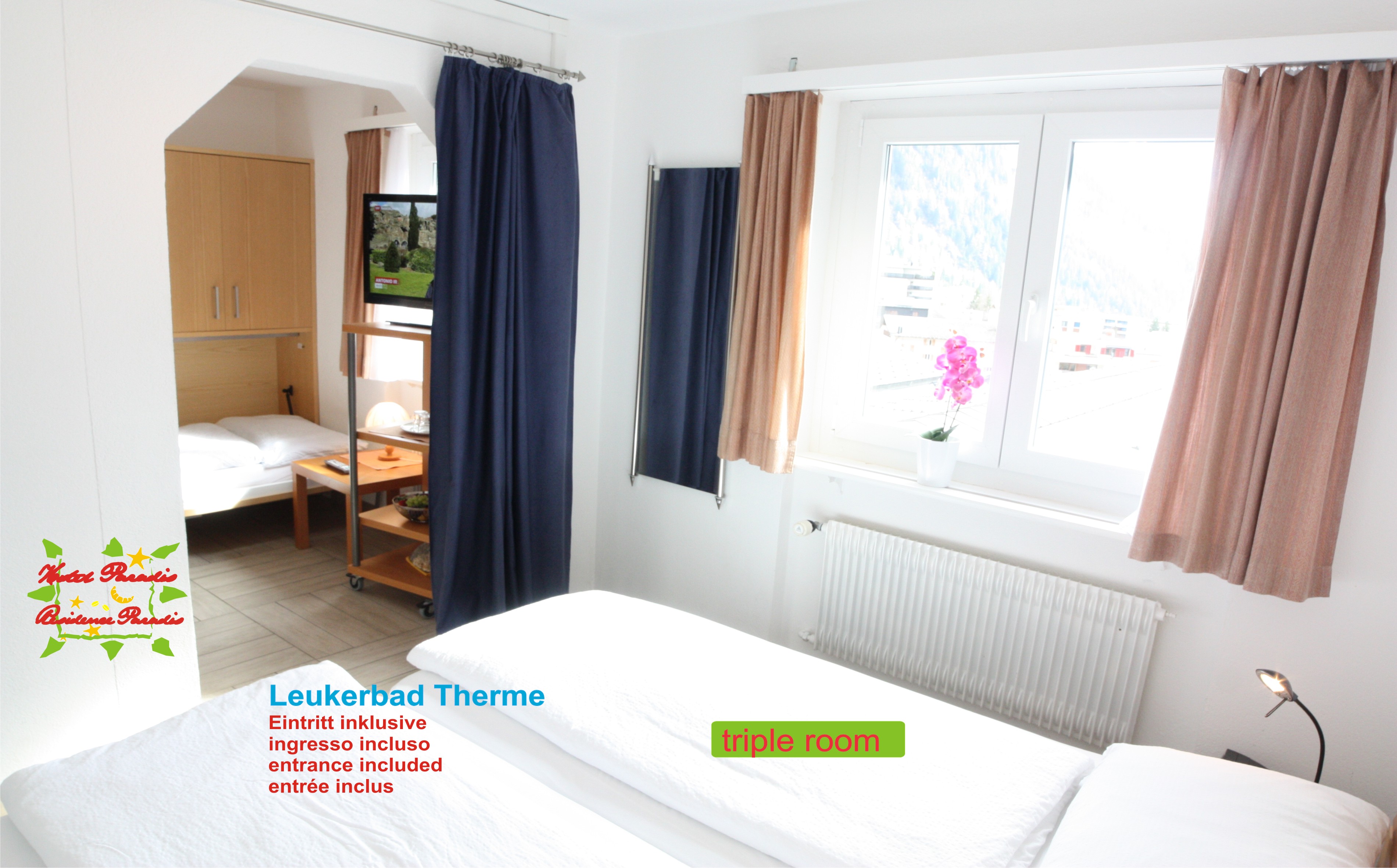 Dreibettzimmer mit Zimmertrennung Dreibettzimmer mit Zimmertrennung